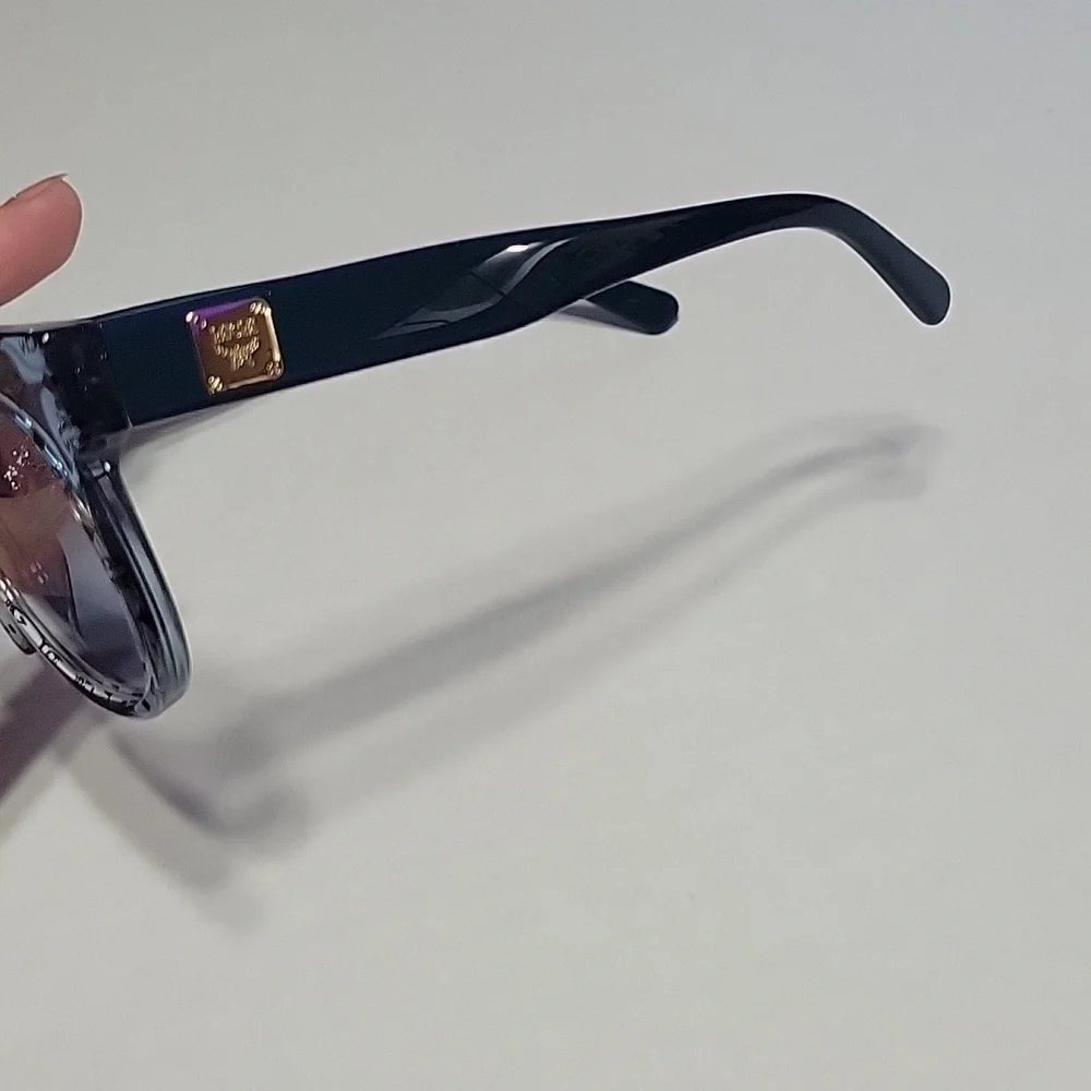 MCM! Blue Transparent Clear Monogram Visetos Wayfarer Sunglasses - Picture 5 of 9